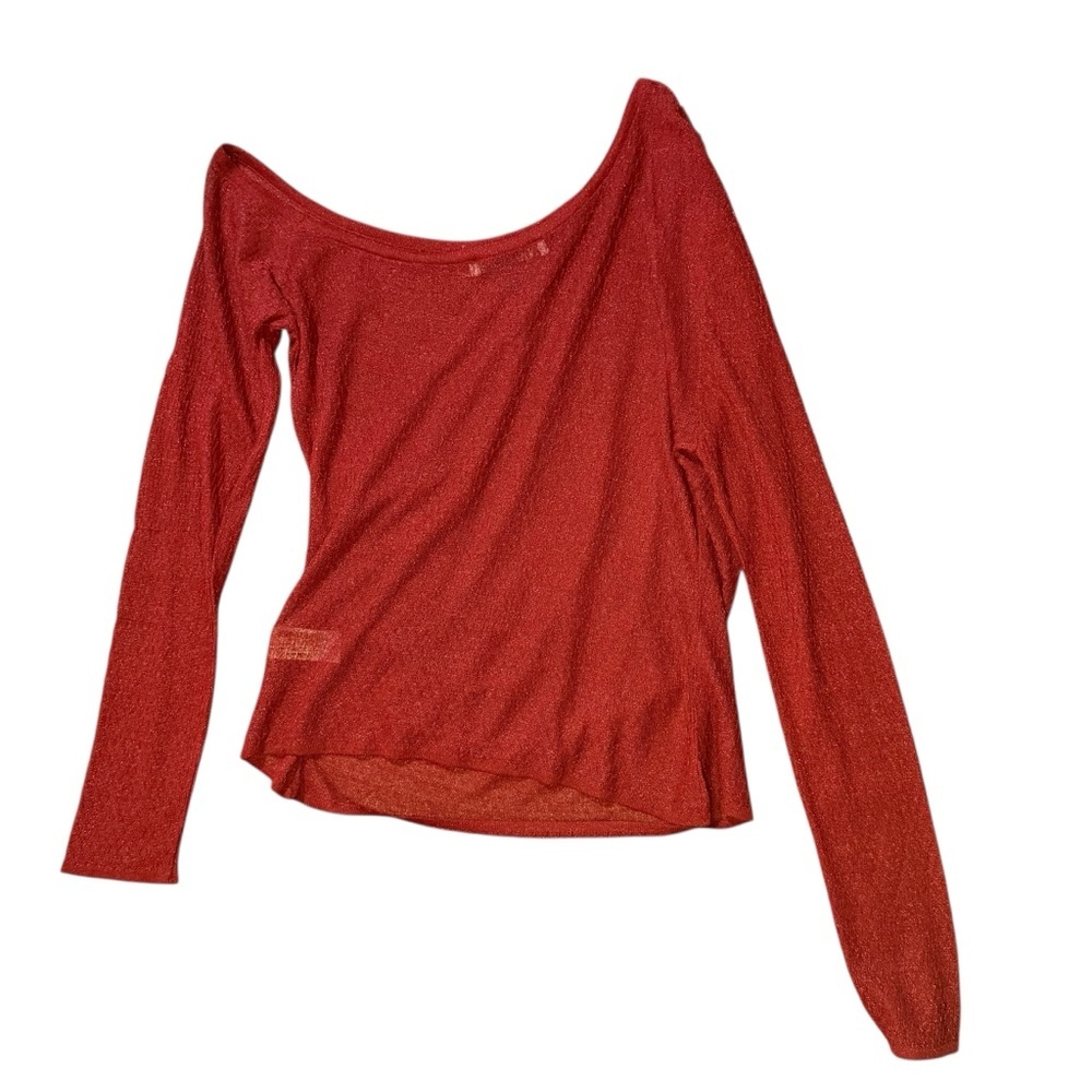 NWOT ZARA Large Rust Red One Shoulder Ruched Long Sleeve Lightweight Cocktail - Picture 4 of 13